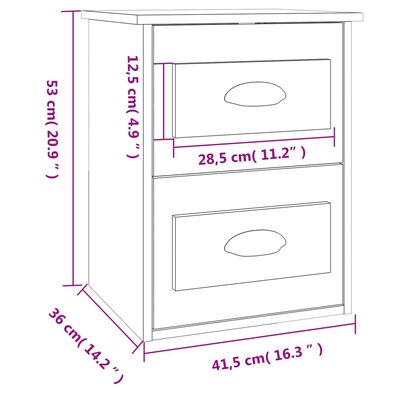 vidaXL Noptiere suspendate pe perete, 2 buc., gri beton, 41,5x36x53 cm