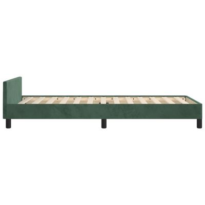 vidaXL Cadru de pat cu tăblie, verde închis, 90x190 cm, catifea