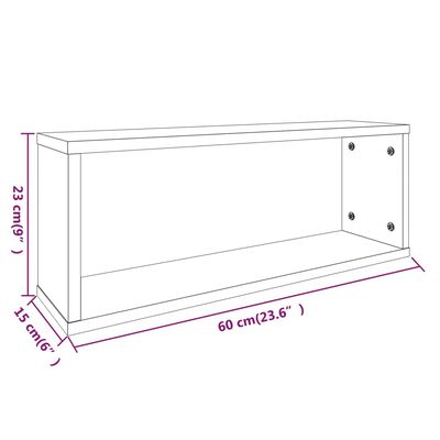 vidaXL Rafturi de perete cub, 2 buc., gri sonoma, 60x15x23 cm, lemn