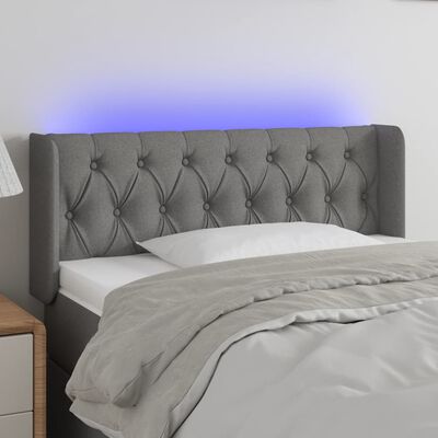 vidaXL Tăblie de pat cu LED, gri închis, 93x16x78/88 cm, textil