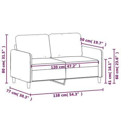 vidaXL Canapea cu 2 locuri, gri închis, 120 cm, catifea