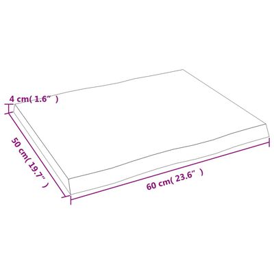 vidaXL Blat masă, 60x50x(2-4) cm, maro, lemn tratat contur organic