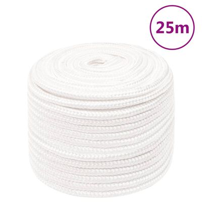 vidaXL Frânghie de barcă, alb complet, 14 mm, 25 m, polipropilenă