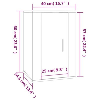 vidaXL Dulapuri TV montate pe perete 2 buc stejar sonoma 40x34,5x60 cm