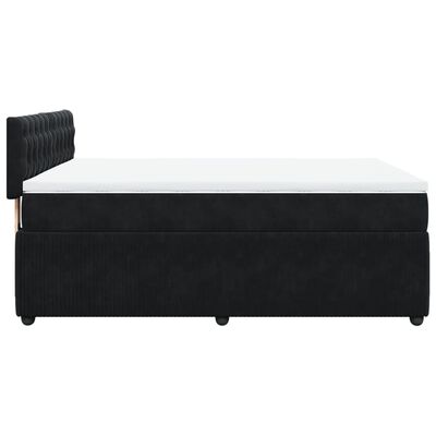 vidaXL Pat box spring cu saltea, negru, 140x190 cm, catifea