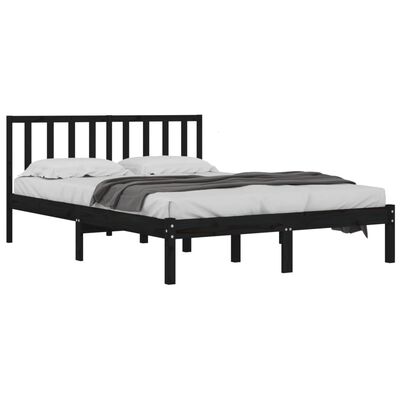 vidaXL Cadru de pat Super King, negru, 180x200 cm, lemn masiv de pin