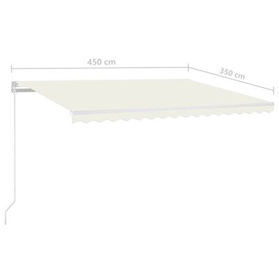 vidaXL Copertină retractabilă manual cu LED, crem, 450x350 cm