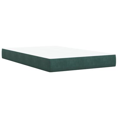 vidaXL Pat box spring cu saltea, verde închis, 120x190 cm, catifea