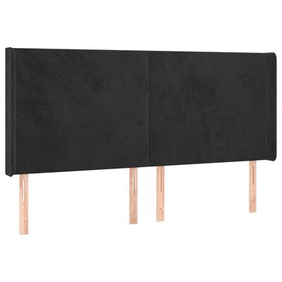 vidaXL Tăblie de pat cu aripioare, negru, 203x16x118/128 cm, catifea