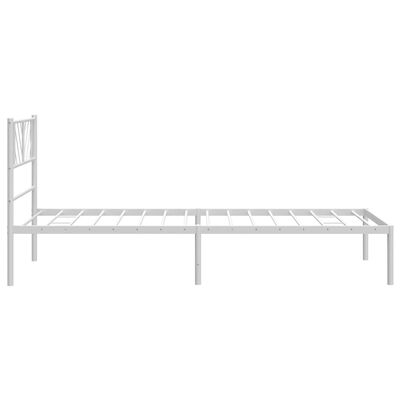 vidaXL Cadru de pat din metal cu tăblie, alb, 107x203 cm