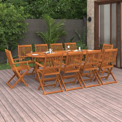 vidaXL Set mobilier de grădină 11 piese 220x90x75cm, lemn masiv acacia