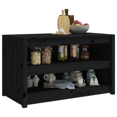 vidaXL Dulap bucătărie de exterior negru, 106x55x64 cm, lemn masiv pin