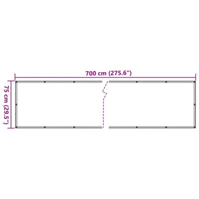 vidaXL Paravan de balcon, gri, 700x75 cm, PVC