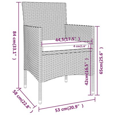 vidaXL Set mobilier de grădină, 5 piese, negru, poliratan