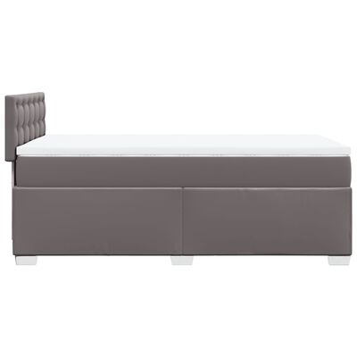 vidaXL Pat box spring cu saltea, gri, 90x190 cm, piele ecologică