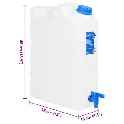 vidaXL Recipient de apă cu robinet, transparent, 20 L, plastic