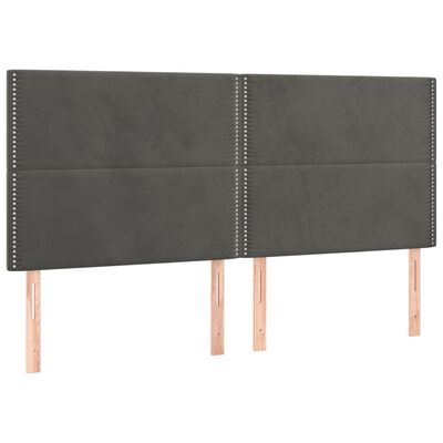 vidaXL Pat box spring cu saltea, gri închis, 160x200 cm, catifea