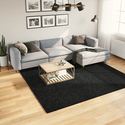 vidaXL Covor pufos "PAMPLONA" cu fire înalte, negru modern, 240x240 cm