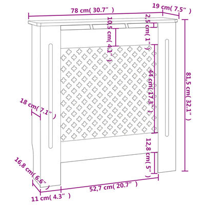 vidaXL Mască pentru calorifer, 78 cm, MDF