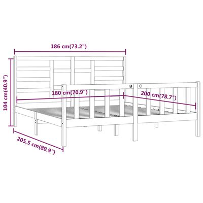 vidaXL Cadru de pat Super King, 180x200 cm, lemn masiv