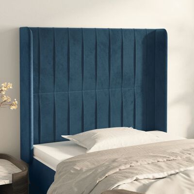 vidaXL Tăblie pat cu aripioare albastru închis 93x16x118/128cm catifea
