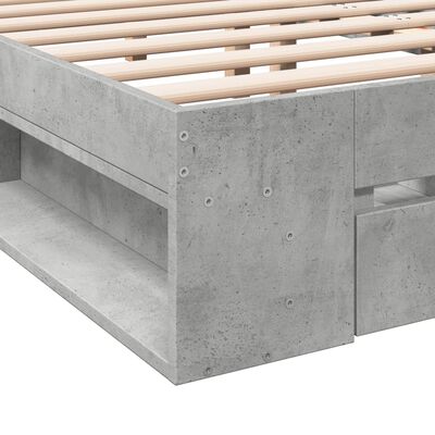 vidaXL Cadru de pat cu sertare, gri beton, 140x190 cm, lemn prelucrat