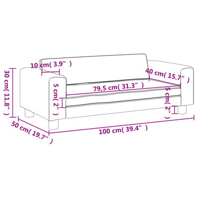 vidaXL Canapea pentru copii cu taburet maro 100x50x30 cm catifea