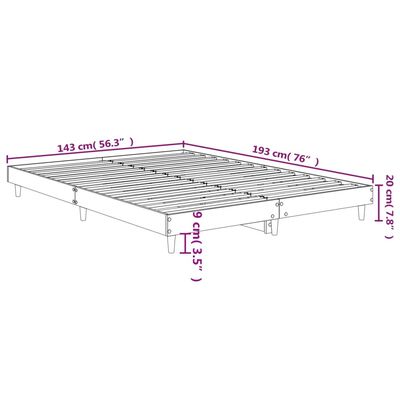 vidaXL Cadru de pat, alb, 140x190 cm, lemn prelucrat