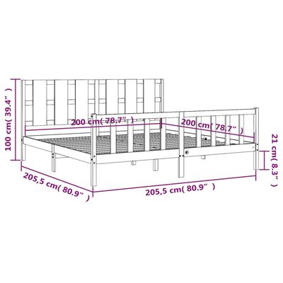 vidaXL Cadru pat cu tăblie 200x200 cm, alb, lemn masiv