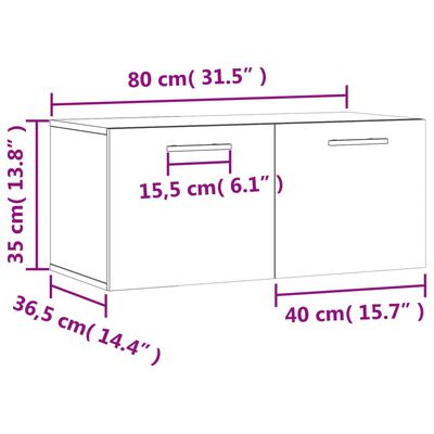 vidaXL Dulap de perete, alb extralucios, 80x36,5x35 cm, lemn compozit