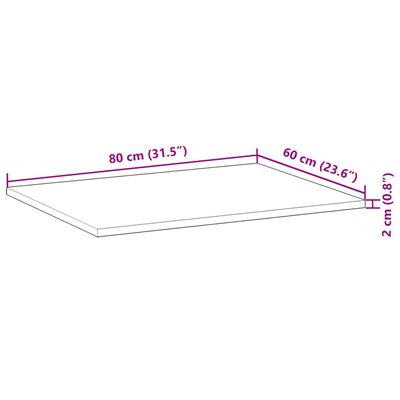 vidaXL Blat de baie netratat, 80x60x2 cm, lemn masiv de acacia