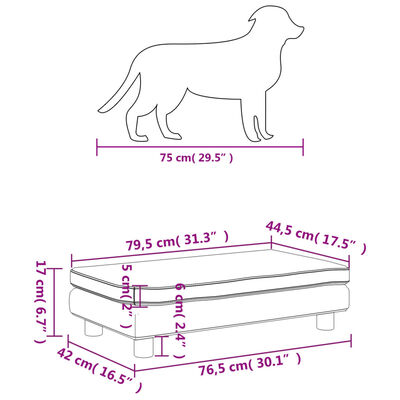 vidaXL Pat pentru câini cu extensie, negru, 100x50x30 cm, catifea