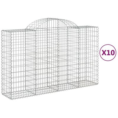 vidaXL Coșuri gabion arcuite 10 buc, 200x50x120/140 cm,fier galvanizat