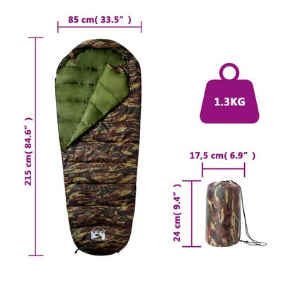 vidaXL Sac de dormit tip mumie pentru adulți de camping, 3 anotimpuri