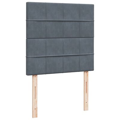 vidaXL Pat box spring cu saltea, gri închis, 90x190 cm, catifea