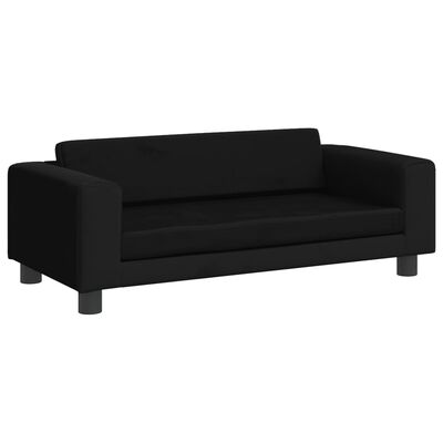 vidaXL Canapea pentru copii cu taburet negru 100x50x30 cm catifea