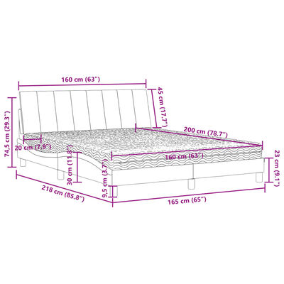 vidaXL Pat cu saltea, albastru, 160x200 cm, catifea