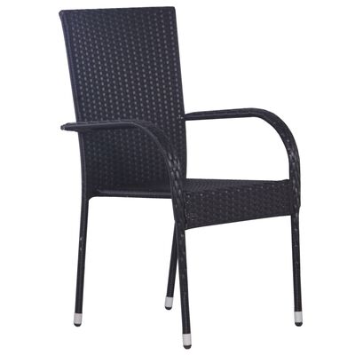 vidaXL Set mobilier de grădină,negru, 9 piese