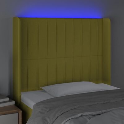 vidaXL Tăblie de pat cu LED, verde, 103x16x118/128 cm, textil