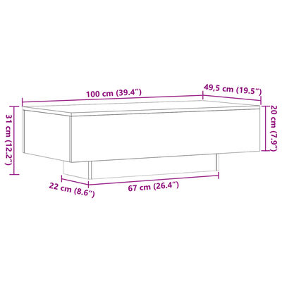 vidaXL Măsuță de cafea, stejar sonoma, 100x49,5x31 cm, lemn prelucrat