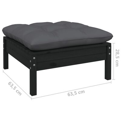 vidaXL Set mobilier grădină cu perne, 13 piese, negru, lemn de pin