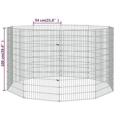 vidaXL Adăpost pentru animale cu 10 panouri, 54x100 cm fier galvanizat