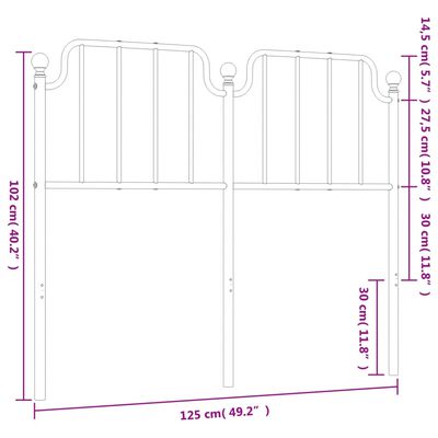 vidaXL Tăblie de pat metalică, negru, 120 cm