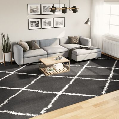 vidaXL Covor pufos "PAMPLONA" fire înalte negru/crem modern 300x400 cm