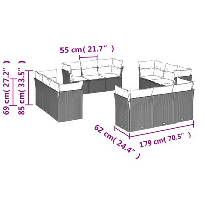 vidaXL Set canapele de grădină cu perne, 12 piese, bej, poliratan