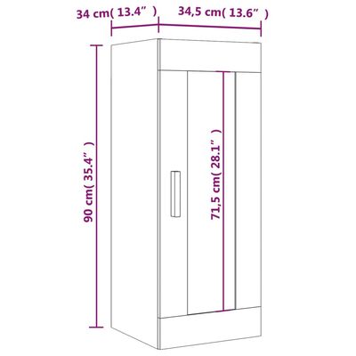 vidaXL Dulap de perete suspendat, alb extralucios, 34,5x34x90 cm