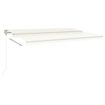 vidaXL Copertină retractabilă manual, cu LED, crem, 5x3 m