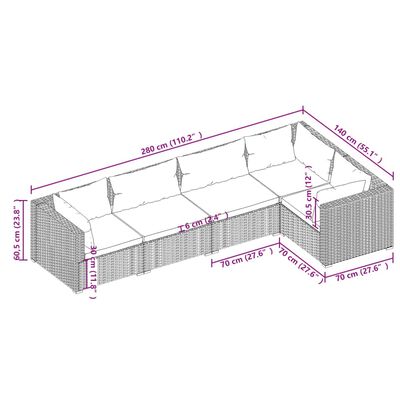 vidaXL Set mobilier de grădină cu perne, 5 piese, maro, poliratan