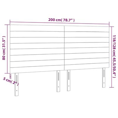 vidaXL Tăblii de pat, 4 buc, gri închis, 100x5x78/88 cm, catifea