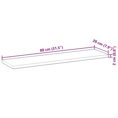 vidaXL Rafturi suspendate 3 buc. 80x20x2 cm lemn masiv acacia netratat